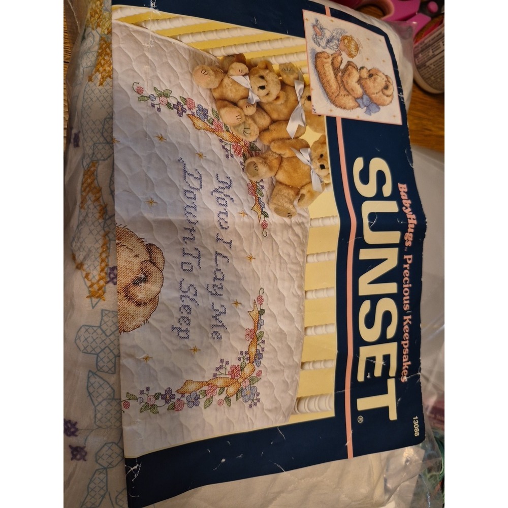 Sunset Sweet Prayer Quilt Stamped Cross Stitch Unfinished Project 1996 Kit VTG